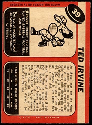 1968 O-pee-chee # 39 ted irvine kraljevi-hokej Vg / bivši kraljevi-hokej