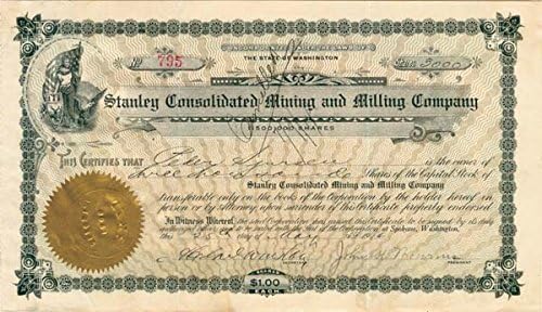 Stanley Consolidated Mining and Milling Co. - Certifikat Zaliha
