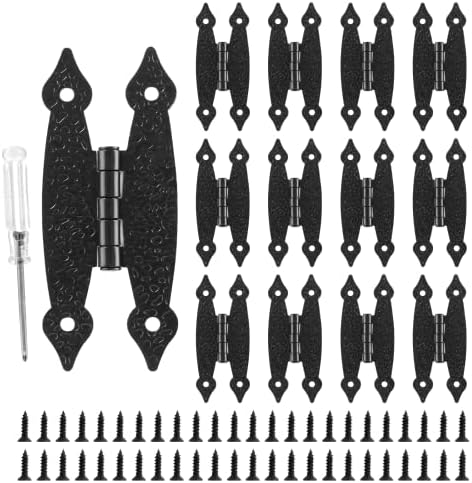 Kemcatui Black ormar Hinge H Zglob, hladno valjani čelični starinski šarki, H-oblik kuhinjski ormarići šarke antičke šarke za ormar za zatvarač -12 kom 3,5 '' x 1,5 '' x 0,04 '' / 89 x 38mm x 1,2mm
