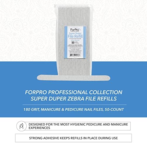 Forpro Super Duper File System Refills, Zebra, 180 Grit, manikura Dopuna datoteke noktiju, 7 l x .75 w, 50 brojeva