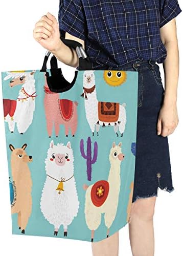 Alaza Cute Llamas likovi iz crtića velika torba za veš sklopiva sa ručkama vodootporna izdržljiva Odjeća okrugla kanta za pranje prljavih korpi organizacija za dom kupatilo spavaonica koledž