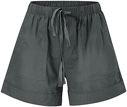 Shakumy ženske kratke hlače Ljetne elastične strugove Hlače hlače nacrtavanje visokog struka Comfy džepne kratke hlače