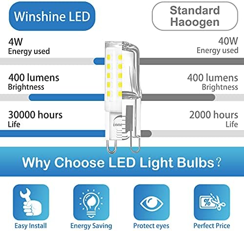 winshine 10 pakovanje & amp; 5 pakovanje G9 LED sijalica sa mogućnošću zatamnjivanja 6000K Daylight 4W,