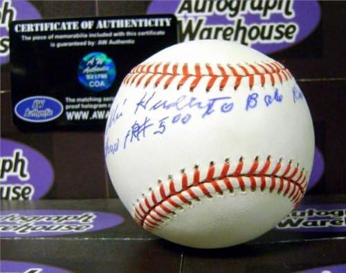 Willis Hudlin Autografirana američka liga bejzbol upisala je baš HR # 500 za babe Ruth Code 6706 - autogramirani bejzbol
