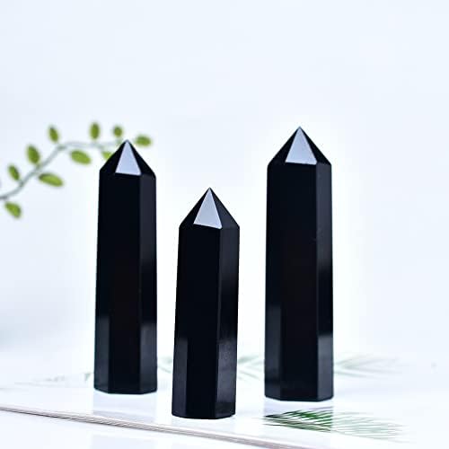 DZJXBZHU Prirodno obsidian toranj kristalni štapić 3,5 -3.9 6 Faced kristalna prizma zacjeljivanje štapić Meditacija čakra Home Study Study Decoration Poklon
