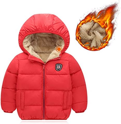 Sretan trešnja dječaci djevojke s kapuljačom s kapuljačom zimskog toplog runa kaputa za vjetrootporni zatvarač na puffer vanjski odjeća 2T-6T