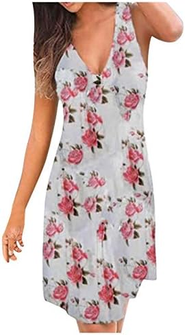 Iqka Boho haljina V-izrez Casual cvjetni Print ženska kratka Moda seksi ženska haljina bez rukava