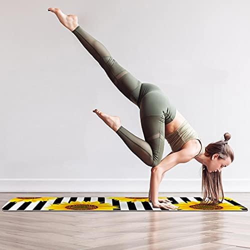Debela neklizajuća Vježba & amp; fitnes 1/4 prostirka za jogu sa Stipes suncokretovim printom za Yoga Pilates & amp; Vježba fitnesa na podu