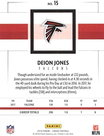 2018 Panini NFL Fudbal # 15 Deion Jones Atlanta Falcons Službena trgovačka kartica