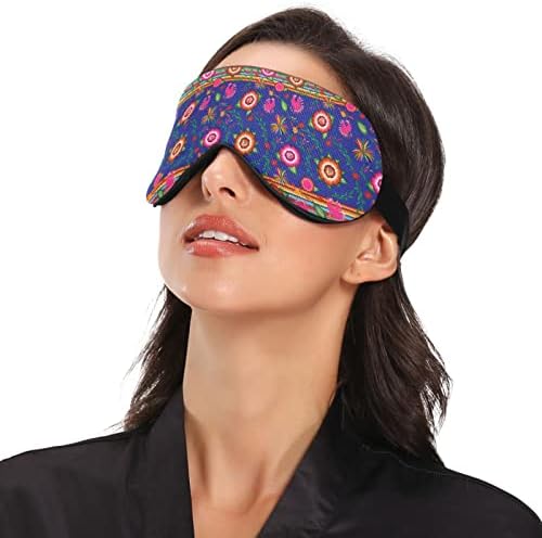 Prozračne maske za spavanje, hladno osjećati poklopac za spavanje očiju za ljetni odmor, elastično oblikovano povez za žene i muškarce Travel, meksički serapski pruga cvijeća