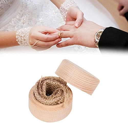 Tendycoco Vintage drveni okrugli prsten kutija za vjenčanje za venčanje rustikalnih prstenastih prstenova