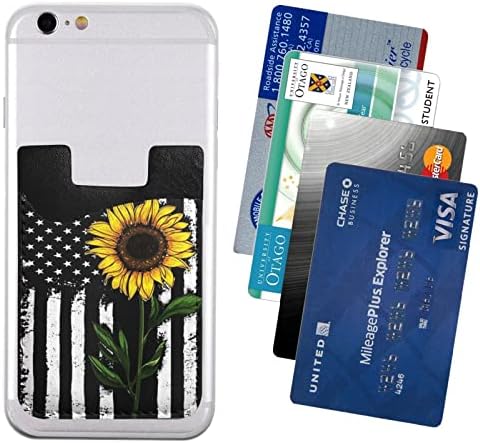 Držač za suncokret i zastava Stretchy Wallet džep kreditna kartica ID kućišta rukava 3M ljepljiva naljepnica kompatibilna sa iPhone Samsung Galaxy Android pametnim telefonima