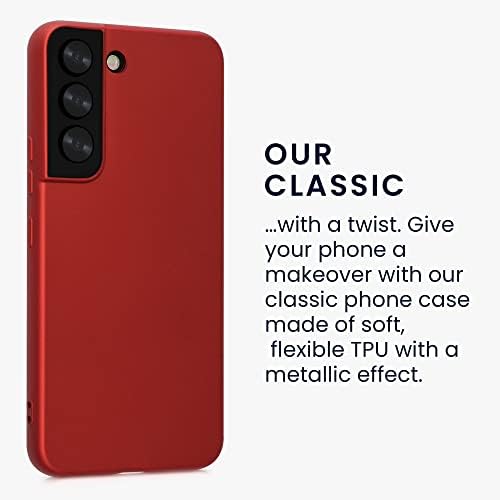 KWMobile TPU Case kompatibilan sa Samsung Galaxy S22 - Case Mekani tanki glatki fleksibilni zaštitni poklopac telefona - metalik tamno crvena