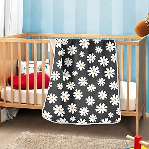 Cataku Black Wildflower Daisy BABY pokrivač za dječake Djevojke Pamučni deblji debeki krevet meko toplo