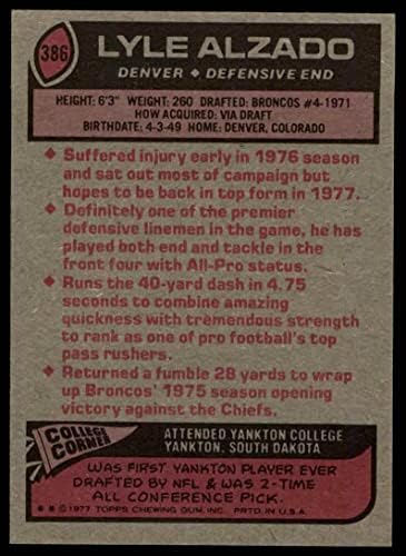 1977.Pod # 386 Lyle Alzado Denver Broncos Ex / Mt Broncos Yankton