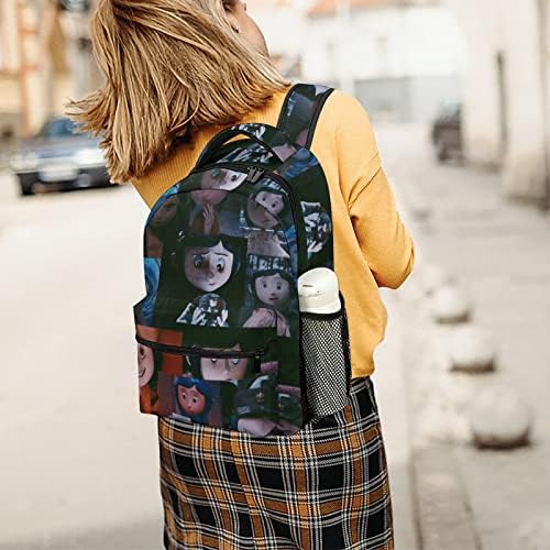 Rwillppycfei Backpack Animirani tamna fantazija horor cora-line torba protiv krađe ramena torba prirodna