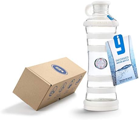 I9Bottle White - Strukturirana voda, boca od staklene vode, ublažavaju stres, super hidrataciju, povećava fizičku kondiciju, detoks karoserije, balansiranje čakre, povećava snagu, duhovne poklone, meditaciju