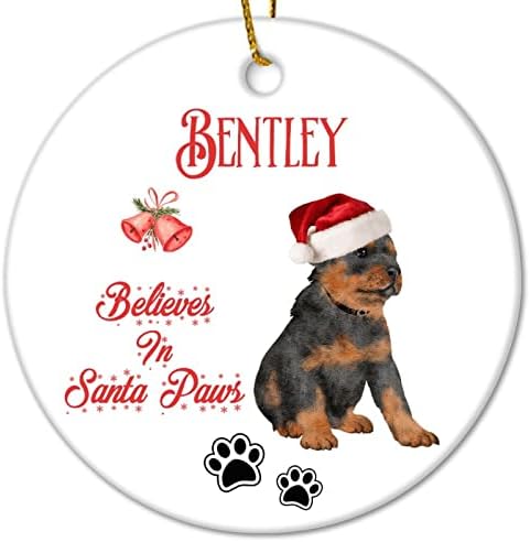 Vjeruje u Santa Paw engleski Springer španijel Pas Božić keramički Ornament personalizirani naziv psa Božićni