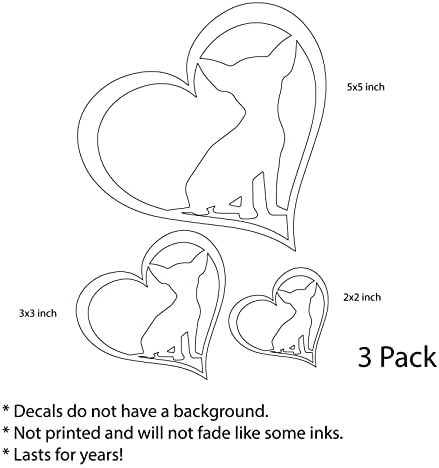 3 pakovanje I Love My Chihuahua Heart Car naljepnica - Bad Fish Prilagođeni naljepnici - smiješna slatka
