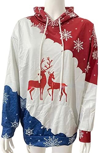Mayntop HODE HOUDIE XMAS božićni stablo Snowman Gnome Red Nose za jelena medvjeda Grafički labav dukserica