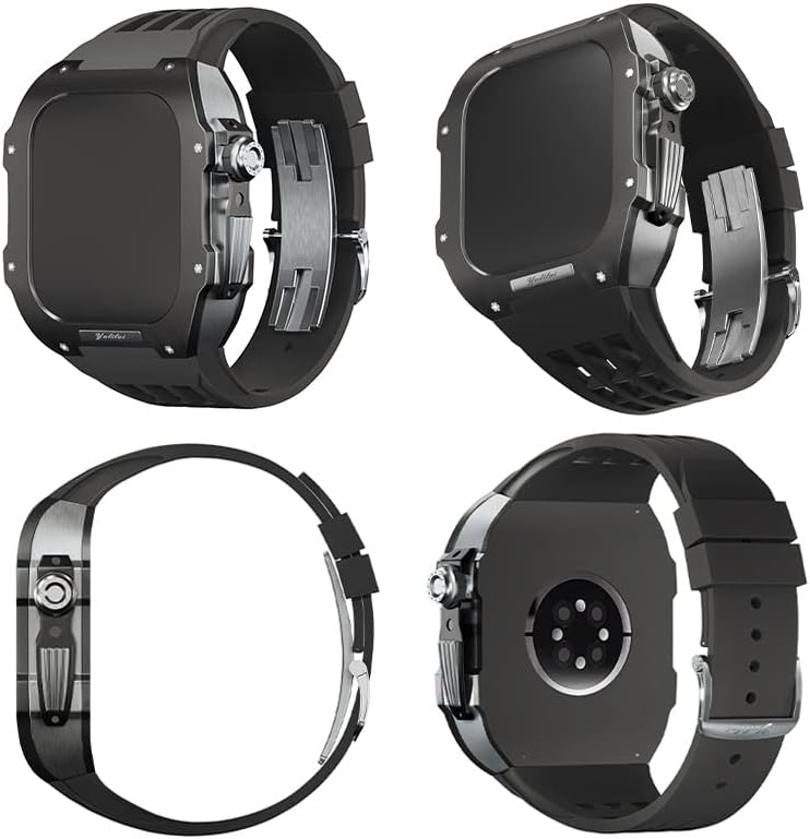Kanuz gumeni trak titanijumske maske za Apple Watch 8/7 Apple Mod Watch Pribor za zamjenu titanijum luksuznog slučaja kompatibilan sa IWATCH serije 45mm sa alatom