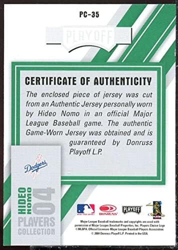 Hideo Nomo Dodgers Grey Card 2004, dres sa kolekcijom lista Green # 35