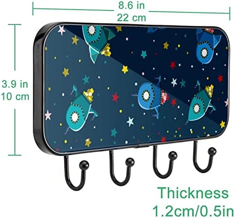 Svemirski svemirski uzorni uzorak Print kaput nosač zida, ulazni nosač kaputa sa 4 kuka za kapute kaputi za ručnik torbica ogrtači kupaonica ulaznica za dnevnu sobu