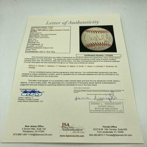 Retko 2007 Colorado Rockies NL Champs tim potpisao je bejzbol svjetske serije JSA COA - autogramirani bejzbol