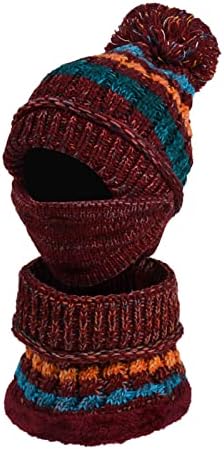 Zimske žene plišane toplom zadebljanom bojom podudaranje pletene hat bib integrirane vunene šešir djevojke