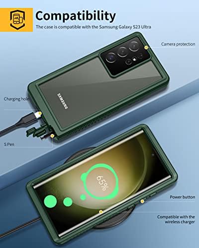 Lanhiem za Samsung Galaxy S23 Ultra ultra, otporna na udarcu za prašinu s ugrađenim zaštitnikom zaslona,