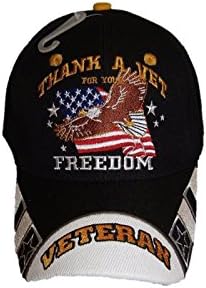 Zahvalite Veterinaru Na Vašoj Slobodi Veteran Eagle Flag Vezeni Šešir Sa Kugličnom Kapom, Crni, Jedna Veličina