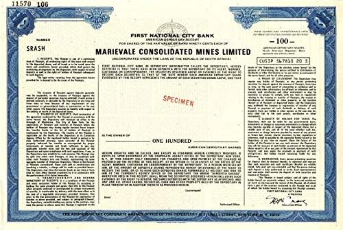 Marievale Consolidated Mines Certifikat Ograničene Zalihe