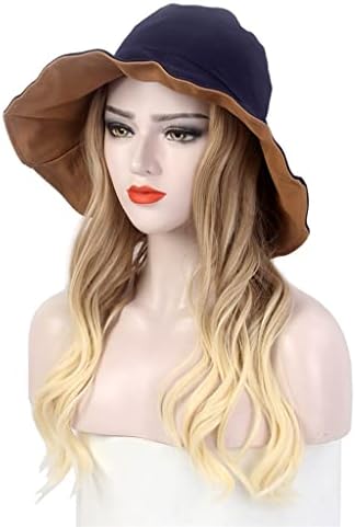 SCDZS Ženska kapa za kosu jedna crna nijansa Ribarski šešir perika Plus šešir duga kovrčava Zlatna perika šešir jedan