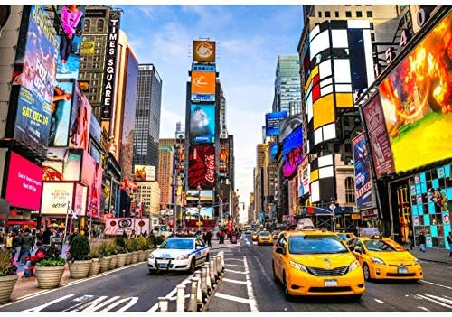 Laeacco 10x8ft New York Times Square pozadina moderni Gradski neboderi vinil fotografija pozadine jasno nebo razne reklamne ploče žuti taksi automobil finansijski okrug film snimanje Video studija