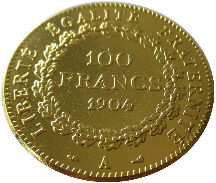 100 Francs 1878-1906 Neobavezni francuski franak stranog kopiranja pozlaćenog komemorativnog novčića