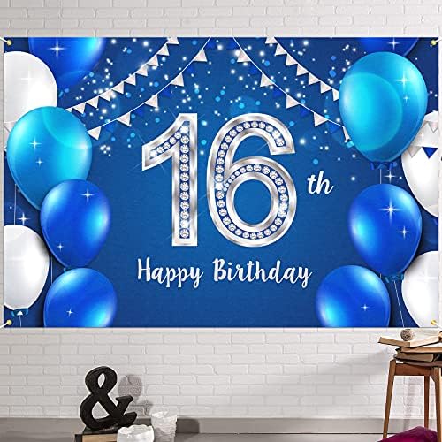 HAMIGAR 6x4ft Happy 16th Birthday Banner Backdrop - 16 godina rođendanski ukrasi potrepštine za djevojčice