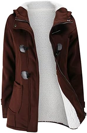 Plus size jakne za žene zimske ruke obložene parkom Horn kopćom kapuljačom sa kapuljačom sa čvrstim toplim kardiganskim kaputima sa džepovima