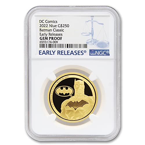 2022 1 OZ Proof Gold Classic Superheroj Batman Coin Gem Otporni na 24K $ 250 NGC Gempr