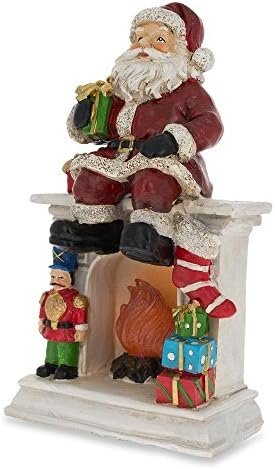Bestpysanky Santa sjedi na kaminu LED svjetla FIGURINE 7,75 inča