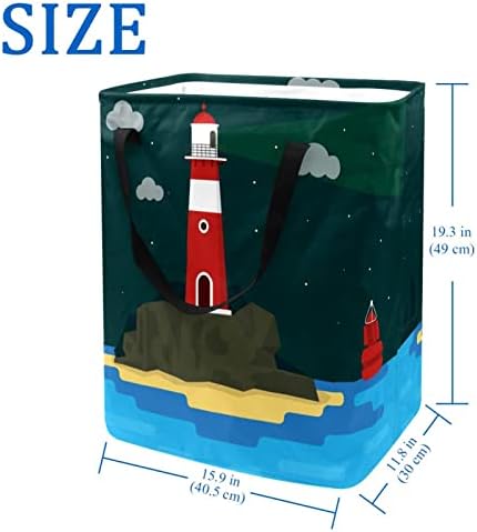 Plaža Lighthouse Print sklopiva korpa za veš, 60L vodootporne korpe za veš kanta za veš igračke ostava za spavaonicu kupatilo spavaća soba
