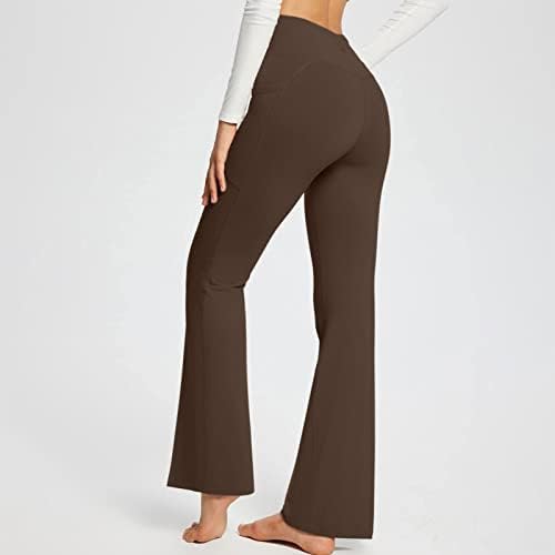 Bootcut joga hlače za žene v crossover visokog struka Flare Workeout hlače na tajici trbuh kontrole Stretch Skinny Hlače