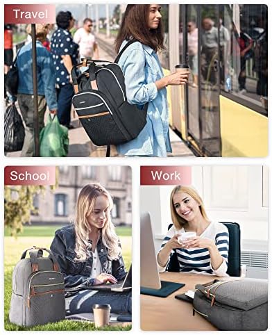 BAGSMART putni ruksak za laptop žene, ruksak za Laptop od 15,6 inča Učiteljski ruksak sa USB rupom za punjenje, ležerni ruksak za koledž Knjižara, veliki računarski ruksaci za posao, prošivena siva