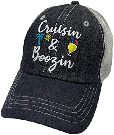 Cocovici ženski Cruisin i Boozin šešir | Krstarenje i grkljavanje | Krstarenje šeširom za žene 906 tamno siva