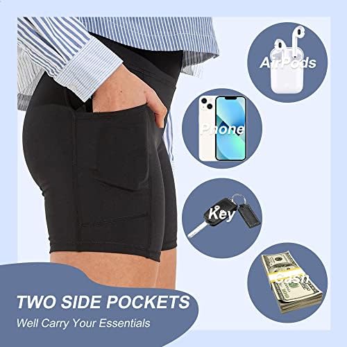 Campsnail biciklističke kratke hlače Žene sa džepovima - 5 Velika vježba sa visokim strukom Spandex Tummy Control Teretana Trčanje atletske joge kratke hlače