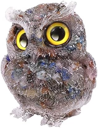 Amogeeli Cleaning Orgone Crystal Owl Figurine, Resin ukras za životinje Owl za kućni kancelarijski ordinacija, asortirani kamenje