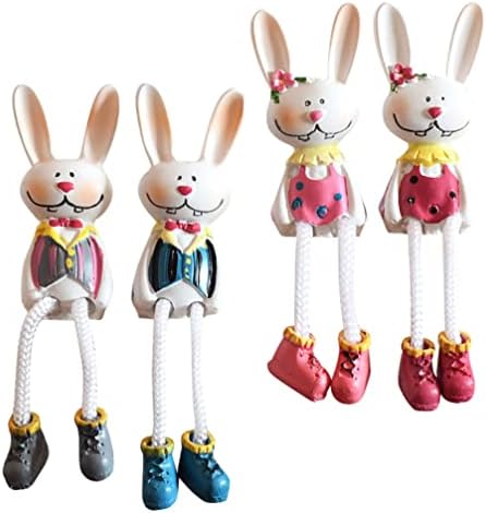 4pcs Easter Bunny zečje polica Sitters Figurice sa visećim noga mini zeko figurice smola za uskrsnu zalihu za uskrsnu zabavu