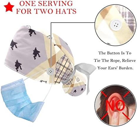 2 pakovanja hirurških kapa s duksevima, prozračnim bouffam šeširi duge kose, podesive sestre CHAPS luksuzna tekstura