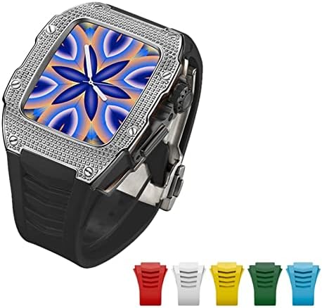 Cyue za Apple Watch 7 45mm luksuzni dijamantski futrola napredovala karbonska futrola za iWatch seriju 6 5 4 SE 44mm Titanijum legura kit 6pcs bend