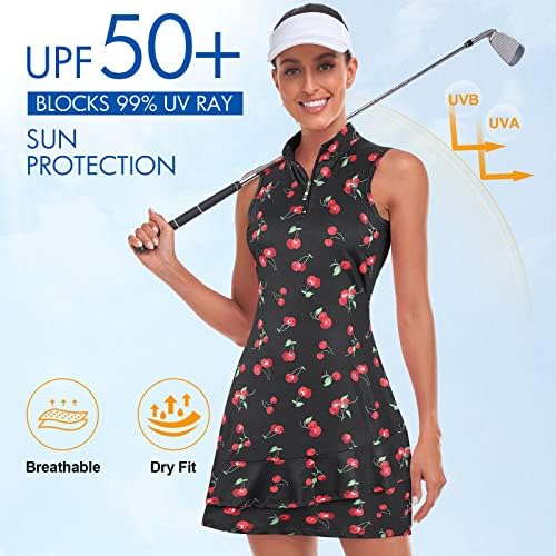 Visinati tenis za ženske haljine za golf bez rukava sa šorc i džepovima ruffle zip up stalak za golf odijelo