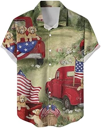 Bmisegm ljetne košulje za muškarce muške Casual američke nezavisnosti Print patchwork Print Shirt Muška